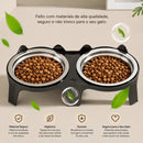 Comedouro Duplo Elevado para Gatos